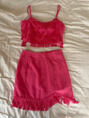 Dee Elly Pink Fringe Two Piece Set thumbnail 1
