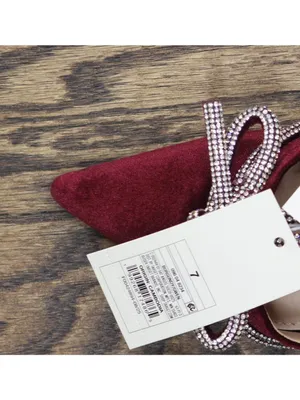 A New Day Rhinestone Bow Velvet Heels 94656737 Burgundy Red 7M thumbnail 9