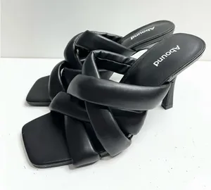 Abound Sandals Womens‎ Size 5 Black Open Square Toe Woven Stiletto Heels thumbnail 1