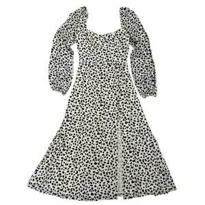 Reformation Shelby Dress Ocelot White Black Print Midi Slit Bustier Chic Size 0 thumbnail 4