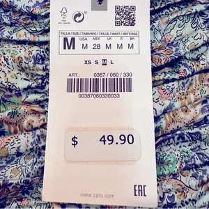 Zara Ruched Ruffle Paisley Floral Satin Mini Skirt Women's Medium‎ Coquette NWT thumbnail 3