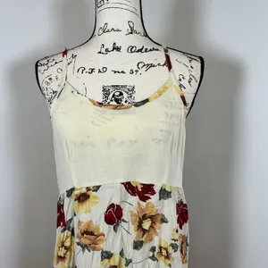 Vtg Positive Attitude Floral‎ Maxi Dress Cream Cottagecore Prairie Sundress USA thumbnail 3