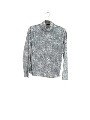 Women's J.Crew Long Sleeve Mock Neck Tee, Size M, White and Black Polka Dot thumbnail 8