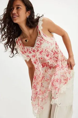 NWT Free People Ivie Tunic Top in Pink thumbnail 1