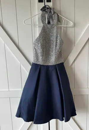 Blue Formal Dress Short Size 2 thumbnail 1