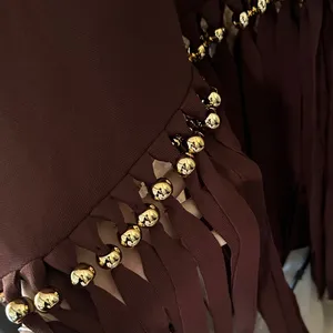 Commense Asymmetric Fringe Metal Bead Detail Maxi Dress size medium thumbnail 6