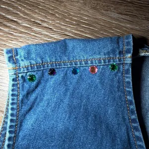 Y Not Denim Vest Blue‎ XL Vintage Rhinestone Studded 90s Boho Festival Casual thumbnail 2