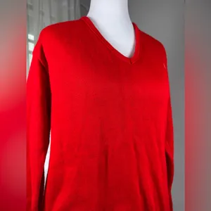 Vintage ‘80s Moorewear Rockmont Summer Camp Red V-Neck Pullover Unisex Sweater thumbnail 5
