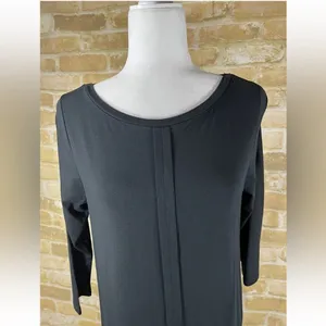 J. Jill Wearever Collection Black Front Seam Midi Dress 3/4 Sleeve Large thumbnail 4