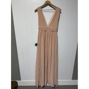 Lulus Heavenly Hues Blush Pink‎ Pleated V Neck Maxi Dress Formal Event Size S thumbnail 8