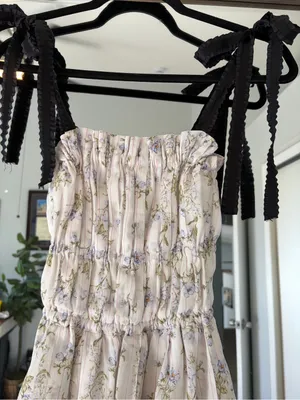 Brock Collection x H&M Lyocell Floral Woven Tie Strap Midi Dress Sundress Sz XS thumbnail 3