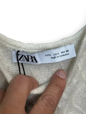 Zara Wool Alpaca Pointelle Knit Tank Top Women’s L White Sleeveless NWT thumbnail 9