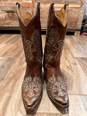 Rock N Soul Couture Turquoise Cross Wings Handmade Women's Cowboy Boot thumbnail 2