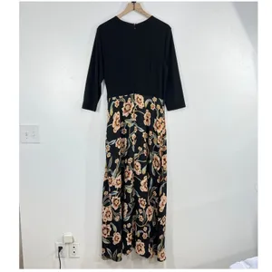 INC International Concepts Faux Wrap Floral Maxi Dress Womens 16 Black Jersey thumbnail 4