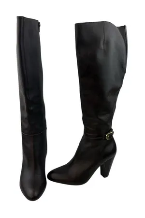 *Marc Fisher Shayna Tall Heeled Boots Womens 7.5 Brown Leather Classic Academia thumbnail 1