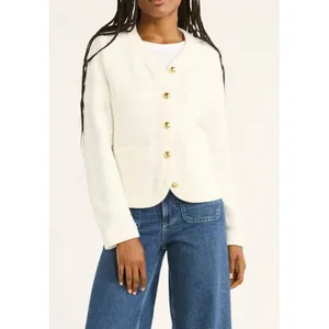 Free Assembly Womens Sweater Cardigan XS Cream Welt Pocket Lightweight Classic thumbnail 5