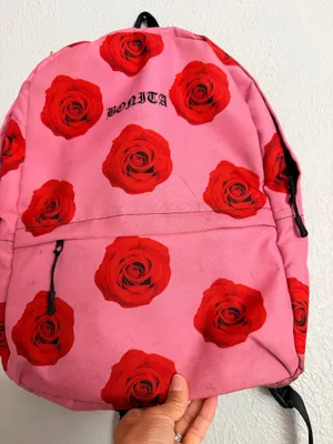 Vans Viva La Bonita Bonita pink rose old English backpack thumbnail 6