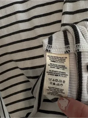 We The Free Free People Good Find Striped Bell Sleeve Ribbed Top grey‎ white size XS thumbnail 5