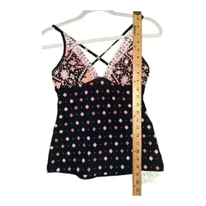 Seafolly Inka Gypsy‎ Black/Pink V-Neck Tankini, Size 6 thumbnail 8