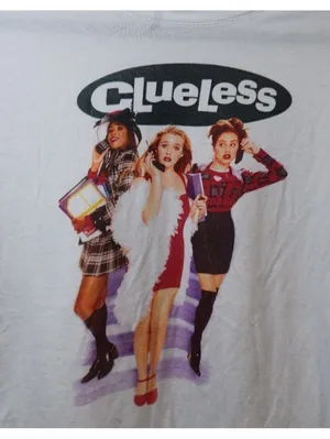 Port & Company Clueless Graphic T-Shirt Medium White 90s Y2K thumbnail 4