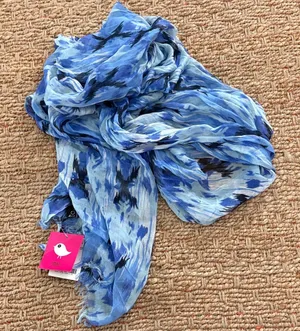 Chic Blue and Black Patterned Scarf Wrap 100% Modal NWT thumbnail 1