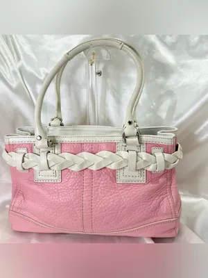 Vintage Coach Y2K Hamptons Carryall Satchel Bag Pink Leather Coquette F13084 thumbnail 2