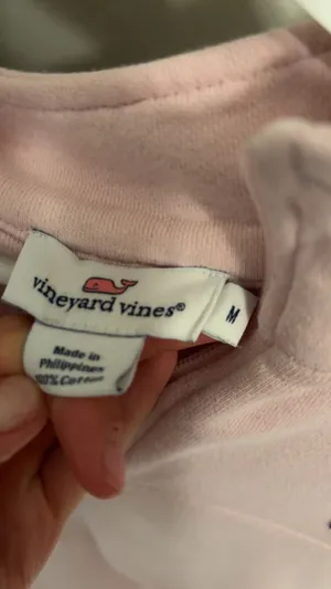 Vineyard Vines pink cotton quarter zip sweatshirt in size M thumbnail 2