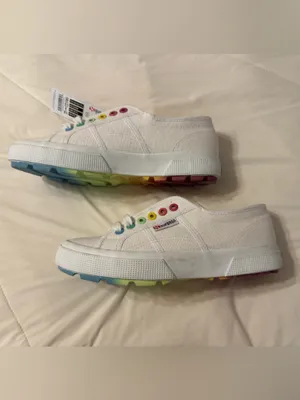 Superga Tank Multi Color Canvas Sneakers with Rainbow Eyelets - NWT - Size 8 thumbnail 2