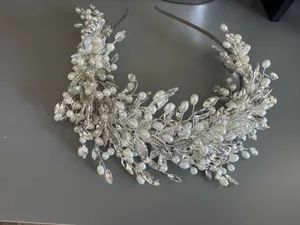 Crystal & Pearl Bridal Headband - White thumbnail 2