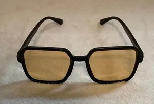 Black Frame Sunglasses with Yellow Tinted Lenses thumbnail 1