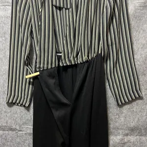 Popovitch Vintage Striped Sheer Top Midi Dress Black White‎ Gold Button Size 10 thumbnail 9