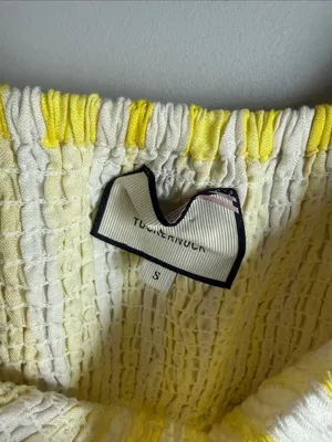 Tuckernuck Eubanks Wimberly Yellow Cabana Stripe Annie Smocked Dress Small thumbnail 7