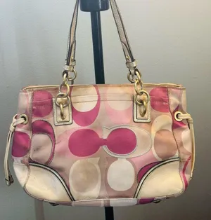 Coach Stylish Pink and Cream Women's Handbag thumbnail 1