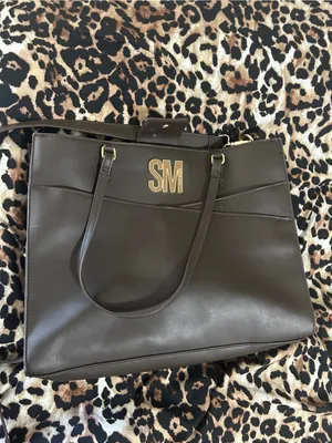 Steve Madden Dark Brown Tote with Gold SM Logo thumbnail 5