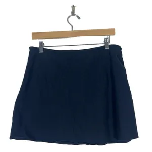 NWT Cider Wrap Solid Mini Skirt Black Minimalist Side Tie Cotton Size L thumbnail 3