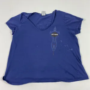 Harley-Davidson Shirt‎ Womens Medium Blue Daytona Beach V Neck Graphic Tee thumbnail 1