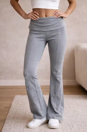 Urban Outfitters Out From Under Gray Fold Over Seamed Flare Leggings Sz M thumbnail 1