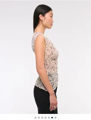 Abercrombie & Fitch leopard print draped mesh top in size S thumbnail 5