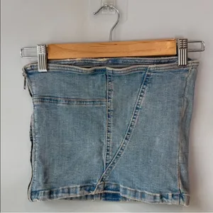Zara Denim Crop Tube Top Corset thumbnail 5