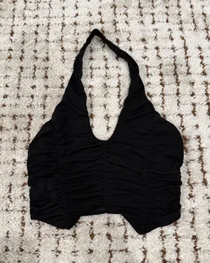 Tiger Mist — Black Ruched Halter Top thumbnail 1