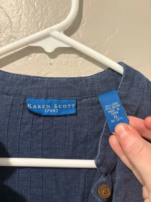 Karen Scott Navy Blue Long Sleeve Button Up thumbnail 2