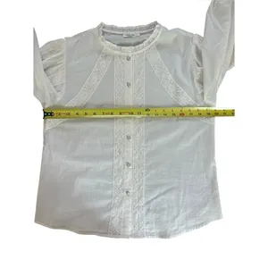 Tasha Polizzi White Cotton Lace Victorian Peasant Button Up Blouse Womens Medium thumbnail 8