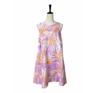 LOFT Tropical Palm Print Linen Blend Dress Women’s Size Medium Purple NWT Cruise thumbnail 3