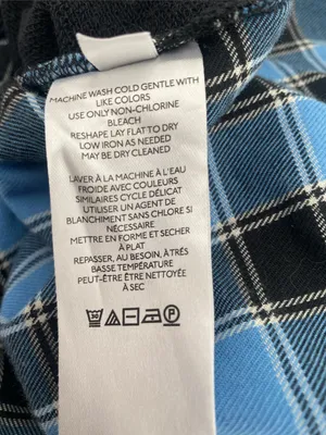 Anthropologie Pilcro Crew Neck Sweatshirt Tartan Swing Back Top Black Blue LARGE thumbnail 5