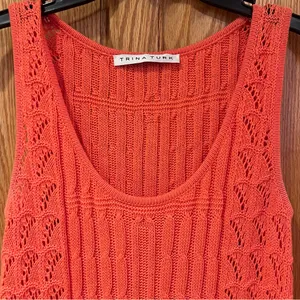 Trina Turk Open Crochet‎ Knit Sleeveless Dress Cover-Up in Orange Pop Size XS/S thumbnail 3
