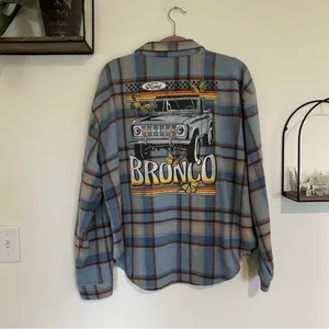 Ford Blue Official Licensed Product Bronco Button Front Flannel‎ Shirt XL thumbnail 2