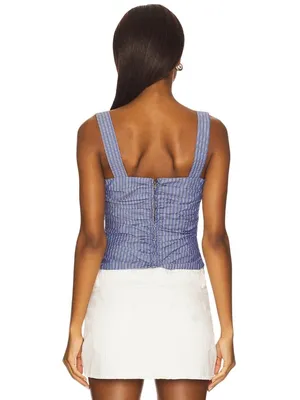 LIONESS Cobain Corset Top in Navy Stripe XSmall New Womens Sleeveless Tank thumbnail 2