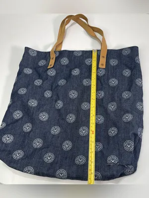 True Religion Tote Bag All Over Button Logo Blue Denim thumbnail 2