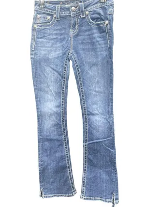 Women Miss Me Jeans Midrise Boot Cut Jeans Marked Size 26 X 31 Embroidery Bling thumbnail 1