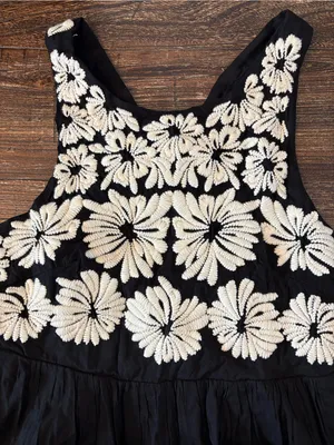 Anthropologie Floral Embroidered Maxi Dress Womens XS Black NWT Convertible Back thumbnail 11